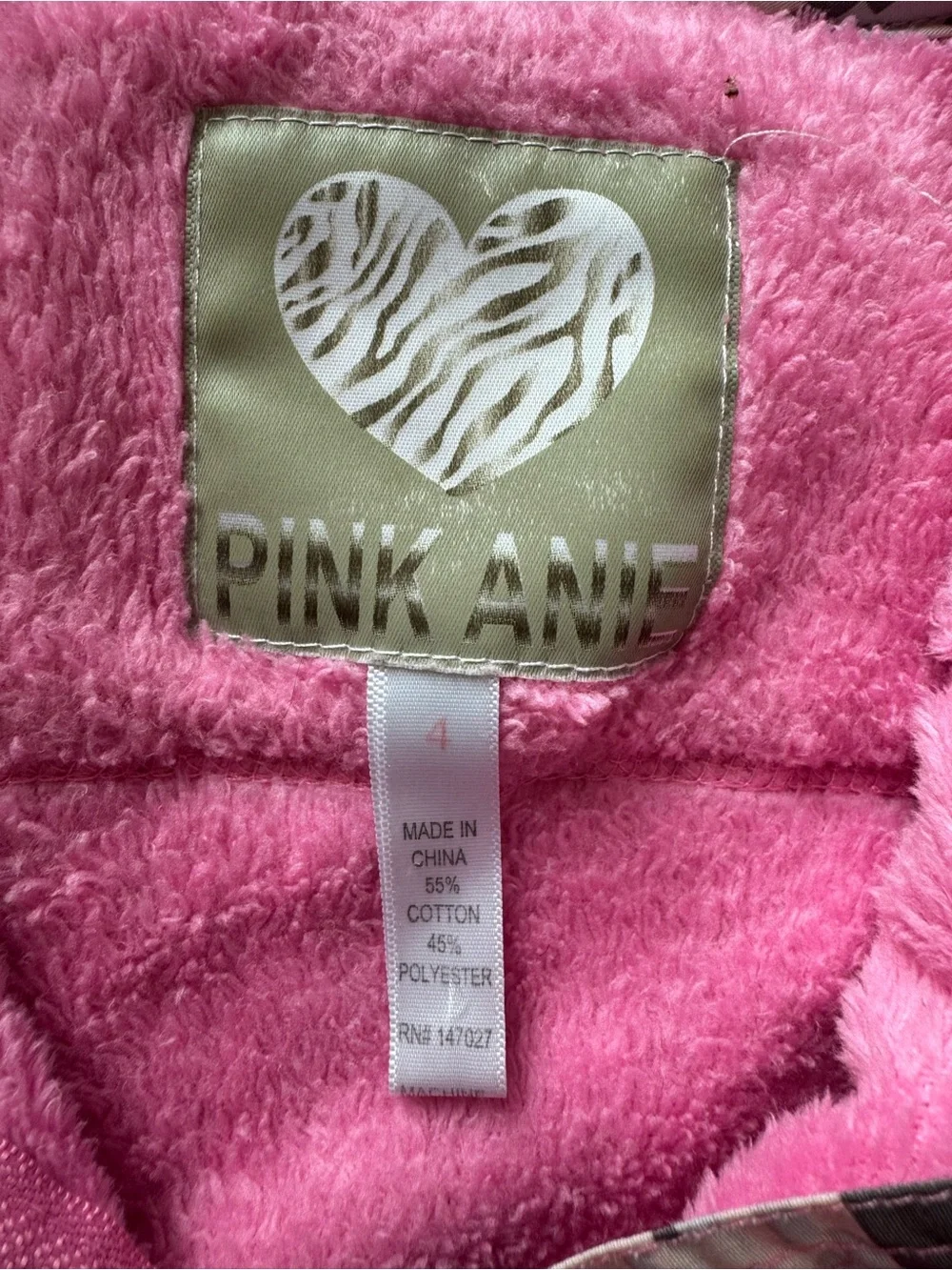 Girls' Pink Fleece Jacket 4T